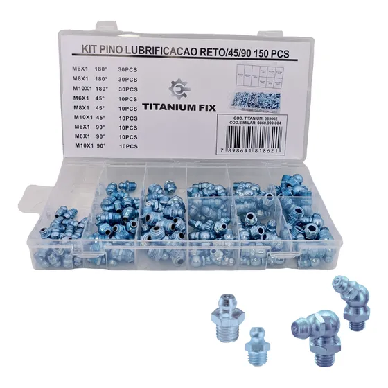 Kit 150 Uni Pino Bico Graxeiro Graxa Lubrificacao Reto/45/90