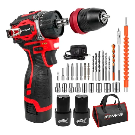 Furadeira E Parafusadeira Eletrica Brushless 2 Bateria Vermelho 110/127/220v 60hz