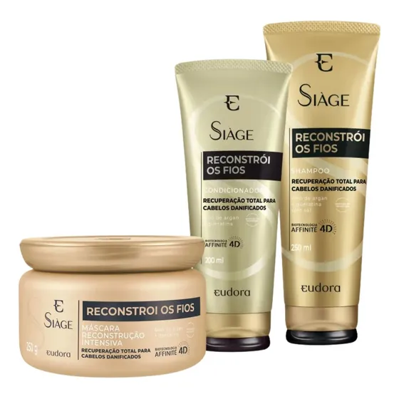 Shampoo Condicionador Máscara Reconstrói Fios Siàge Eudora