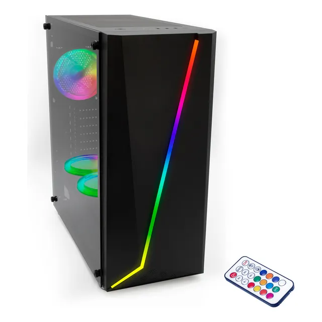 Gabinete Yeyian Armageddon 2200 MOD con Ventana RGB, Full-Tower, ATX, USB 3.0, sin Fuente, 3 Ventiladores RGB Instalados, Negro