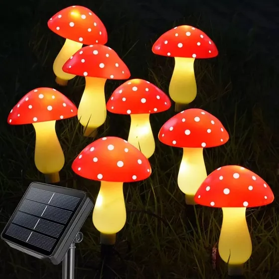 F Luz Solar De Jardim, Luz De Jardim De Cogumelos