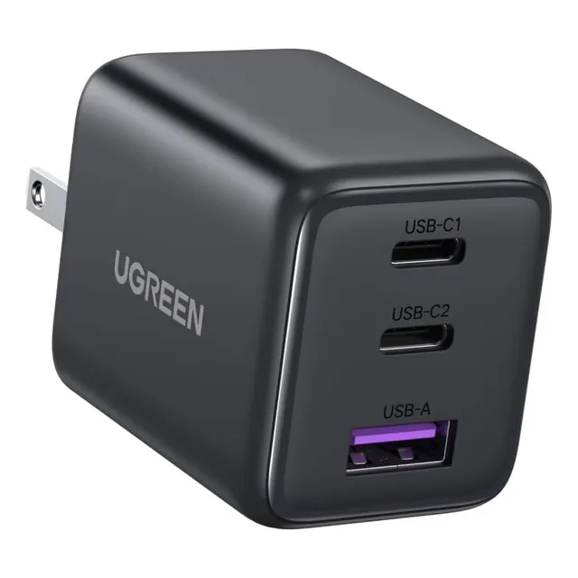 Ugreen 30w Gan Cargador 3 Puertos 2usb-c 1usb-a Carga Rápida Plateado