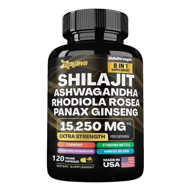 Shilajit Ashwagandha Rhodiola Panax 8 En 1 Puro 120 Cápsulas
