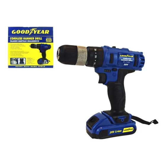 Taladro Inalambrico Recargable 20v Mandril 13mm Goodyear