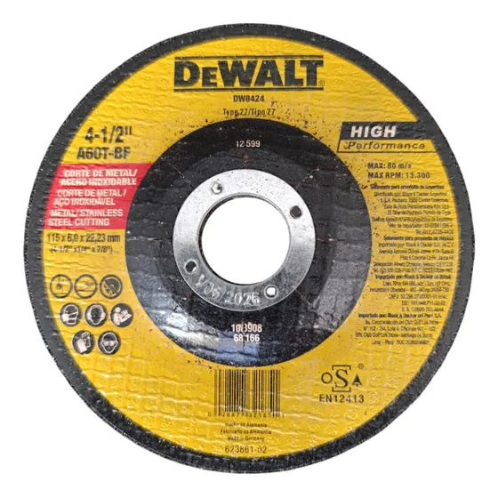 Disco De Esmeril 4 1/2 X1/4  Dewalt Pack4
