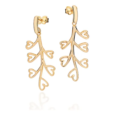 Brinco Pendulo Com 12 Coracoes Vazados 527487