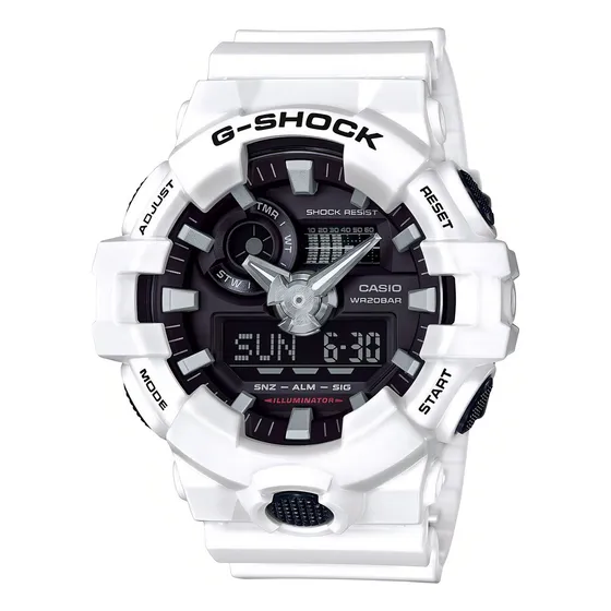 Relógio Casio G-shock Masculino - Ga-700-7adr Cor da correia Branco Cor do bisel Branco Cor do fundo Preto