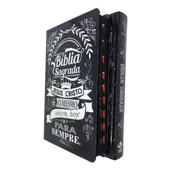 Bíblia Sagrada Lettering Ntlh Capa Dura Lateral Preta Sbb