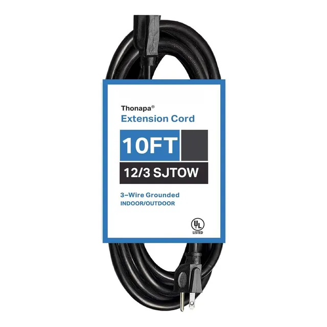 Cable De Extensión Ignífugo 12/3 Negro 3,05 M