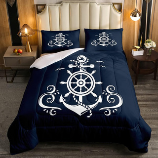 Juego De Cama Con Ancla Náutica De Erosebridal, Edredón De P Juego De Cama Con Ancla Náutica De Erosebridal, Edredón De P