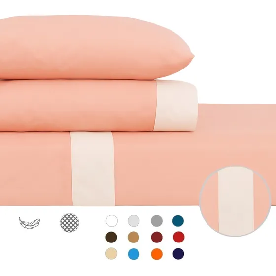 Sábanas King Size 2800 Hilos Extra Suave Premium Nature Color Peach Fuzz Diseño De La Tela Liso