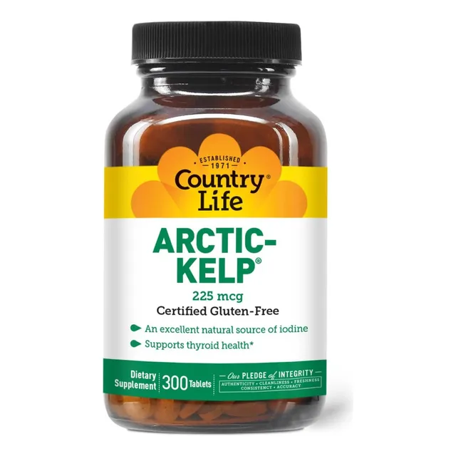 Algas Árticas 225 Mcg Country Life 300 Tabletas Sin Sabor