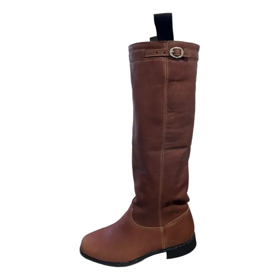 Bota De Campo Cuero Graso O Marrón