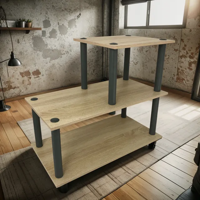 Mesa Auxiliar Tres Niveles Sala Decorativa Moderna Refvigo