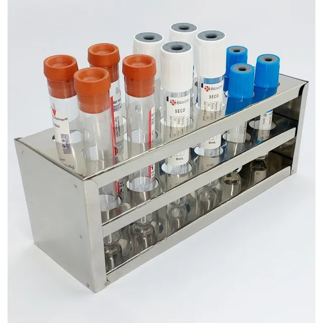 Estante Em Aço Inox Para 12 Tubos De Ensaio Coleta Kit Prf