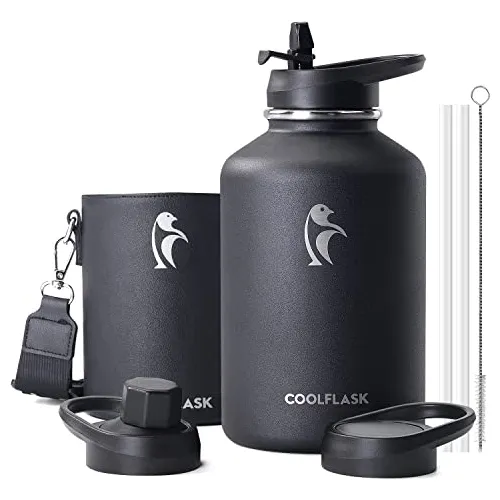 Coolflask 64 Oz Botella De Agua Aislada Con Piel Piel Jnbm9