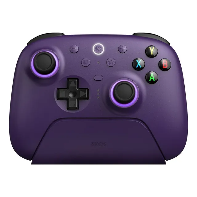 8bitdo Ultimate 2 Inalámbrico Controlador Para Windows Y Android, Mando Para Juegos Con Joysticks Tmr, Gatillos Táctiles/de Efecto Hall Conmutables, Anillo De Disparo Rgb, Inalámbrica 8speed, Púrpura