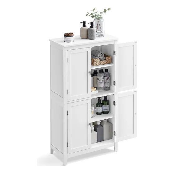 Vasagle Gabinetes Para Baño Con 4 Puertas, Estantes 60*100 Cantidad De Agujeros Para Llave Sin Agujeros Lavabo Blanco Mueble Blanco