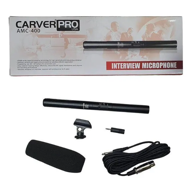 Micrófono Ambiental Condensador Carverpro Amc - 404 Negro