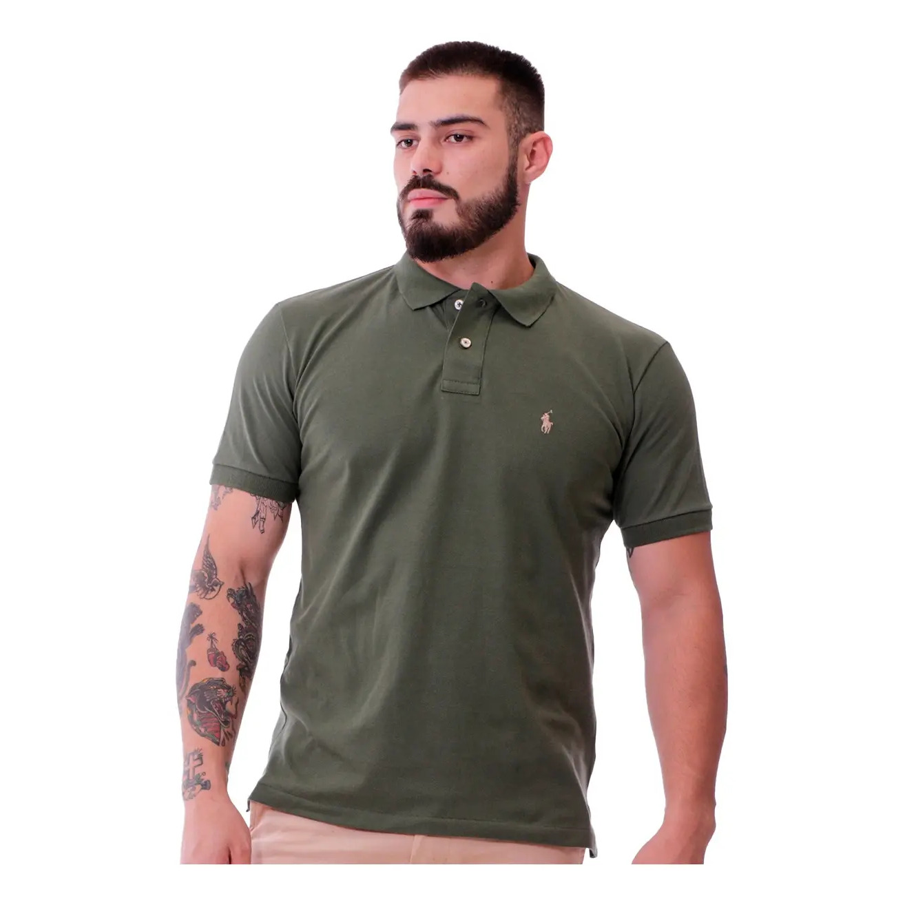 Polo Algodão Piquet Camisa Original Masculina Verde Luxo