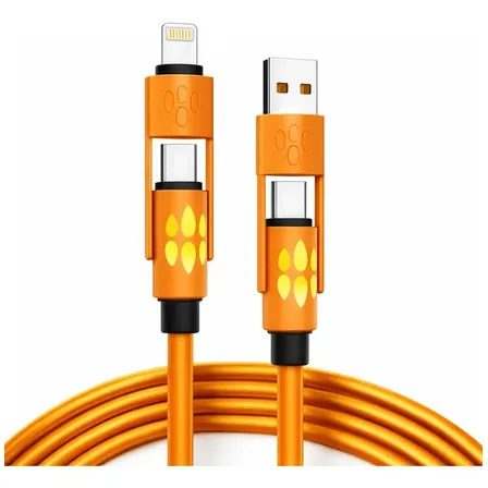 Cabo Usb 4 Em 1 - 240w Para Os iPhone E Android Tipo C Laranja