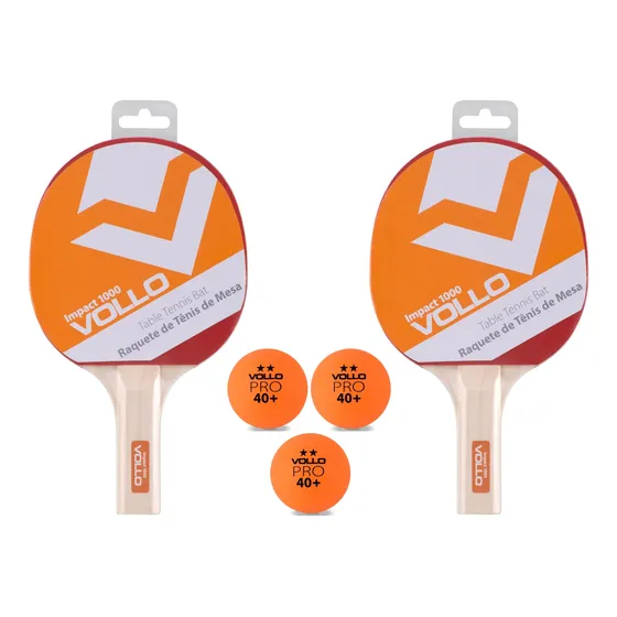 Kit Ping Pong Tênis De Mesa Vollo 2 Raquetes + 3 Bolas