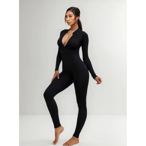 Catsuit Mono Lycra Elastizado Manga Larga Con Cierre
