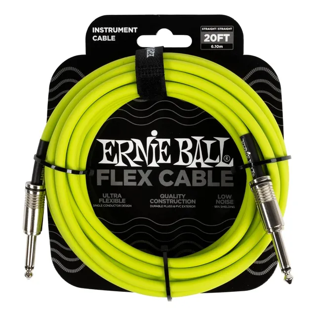 Cable Instrumento Ernie Ball Flex Recto Recto 20ft - Verde