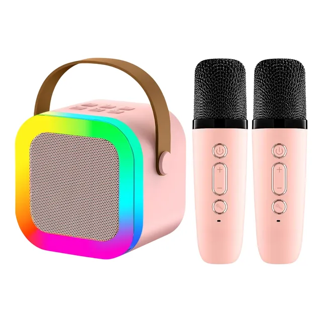 Parlante Inalámbrico Bluetooth Portátil Micrófonos Luces Rgb