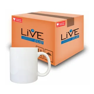 LIVESUB12 Canecas Brancas Porcelana Importada Sublimação 325ml Live