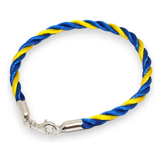 Pulsera Plata 925 Hilo Seda Futbol Boca Juniors Deporte