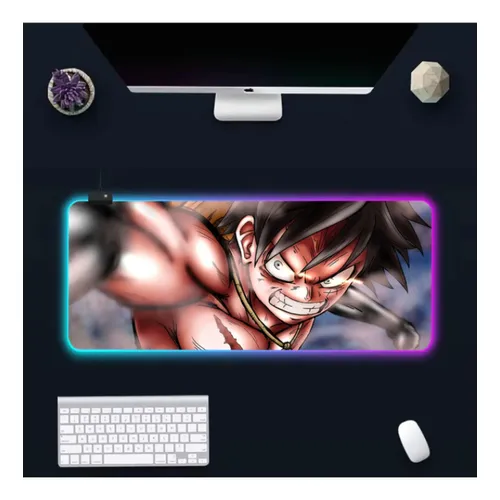 Anime One Piece Zoro Rgb Pc Gamer Keyboard Mouse Pad | Frete grátis