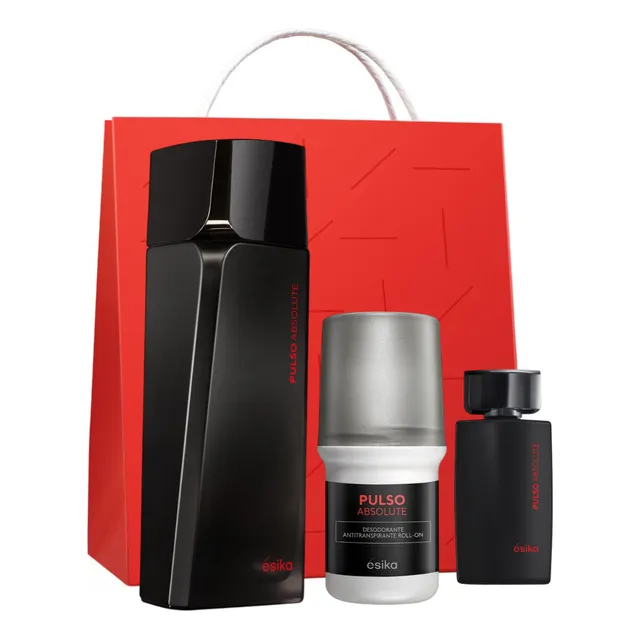 Set Perfume Pulso Absolute Ésika + Mini Pulso + Deo + Bolsa