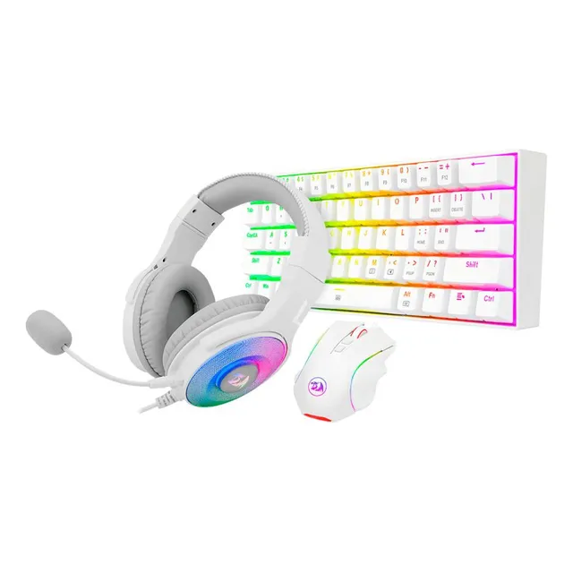 Kit Gamer Redragon Teclado Y Mouse + Auricular S129w 3 En 1 Teclado Blanco