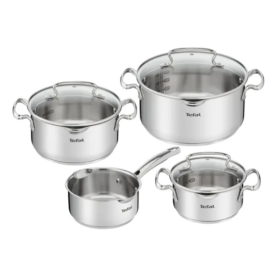 Batería De Cocina Tefal Duetto+ 2100113050 En Acero Inoxidable De 7pz Color Plateado