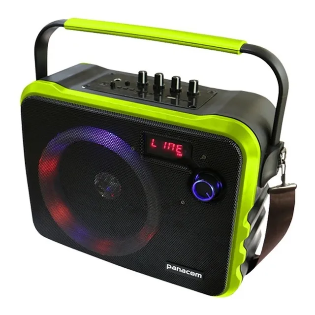 Parlante Portatil Panacom Recargable Bluetooth Usb - Sp3070 Color Negro C/verde