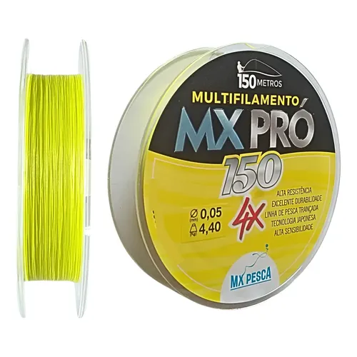 Linha Multifilamento Mx 0,01mm 1.9kg 150m Amarelo Pesca MX Pro 4x