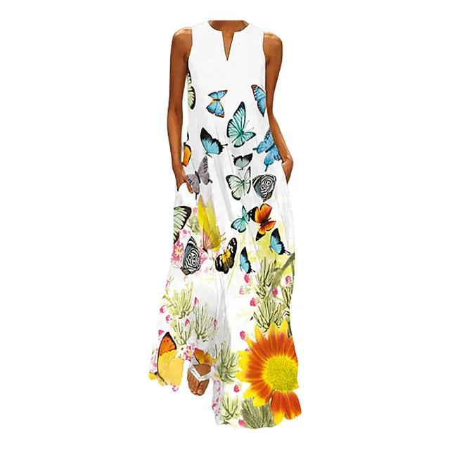 Maxi Vestido Para Mujer 2 Casual Verano Manga Largo Floral