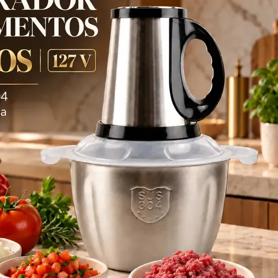 Triturador Alimentos Multiprocessador 3L Inox Eletrico Potente Cozinha Carne Legumes Frutas