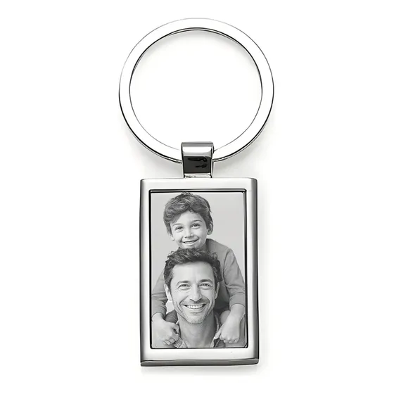 Chaveiro Personalizado Pingente Retangular Com Foto Imagem Argola Fecho Gravada Em Aço Inox Cor Prateado