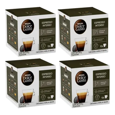 Pack 4 Café Nescafé Dolce Gusto Espresso Intenso 10 Tazas