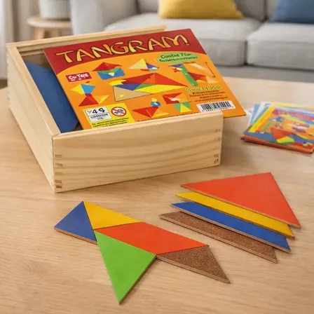 Tangram Em Madeira 10 Jogos 70 Peças Pedagógico Educativo