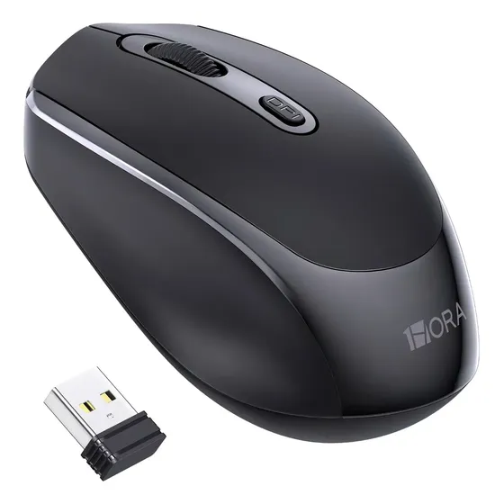 Mouse Inalámbrico 1Hora RAT001 Óptico Silencioso para PC y Laptop con 1600 DPI