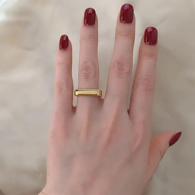 Anillo Ancho Para Dedo Índice Chapado En Oro De 18 Quilates 
