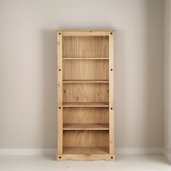 Estantería Multiuso Madera Maciza Línea Mexicana Biblioteca Color Marrón