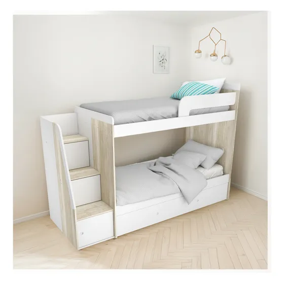 Cama Cucheta Para Colchon De 80 Cm Con Escalera Y Carro Cama