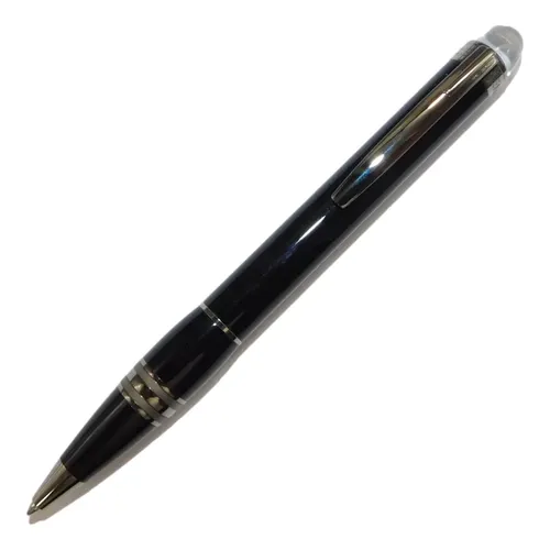 Caneta Montblanc Classic 164 Esferográfica, Preta Com Detalhes Em