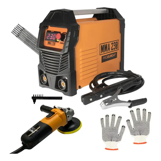 Máquina De Solda Inversora Mma/tig-lift 230a 220v + Esmerilhadeira 720w Profissional Laranja