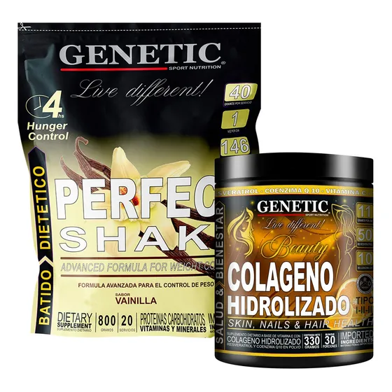 Reemplaza Comida Perfect Shake Genetic Vit C D Colágeno Tabs