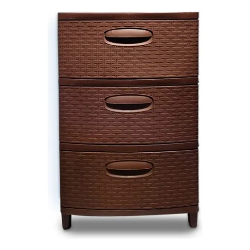Gavetero Plástico Organizador 3 Niveles Tipo Rattan